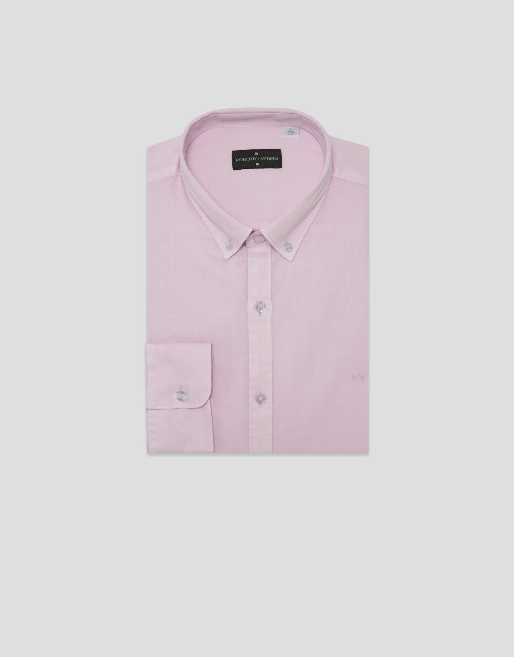 Regular fit light plum tinted sport shirt - Man | Roberto Verino