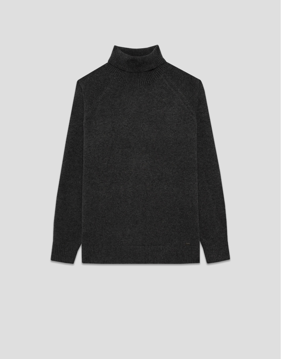 Jersey cuello cisne gris melange oscuro | Roberto Verino
