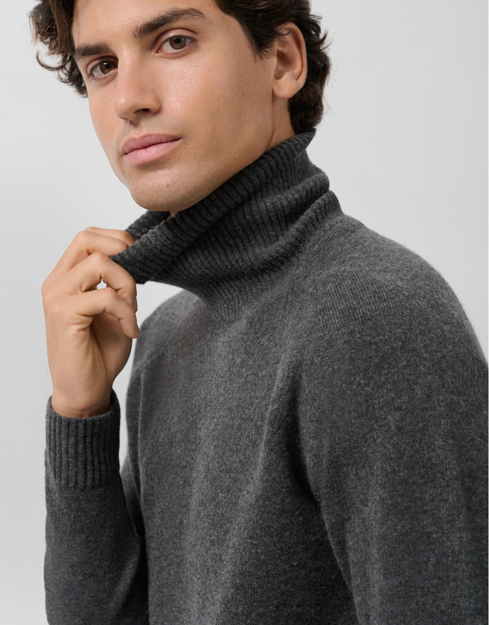 Dark grey melange turtleneck sweater - Man | Roberto Verino