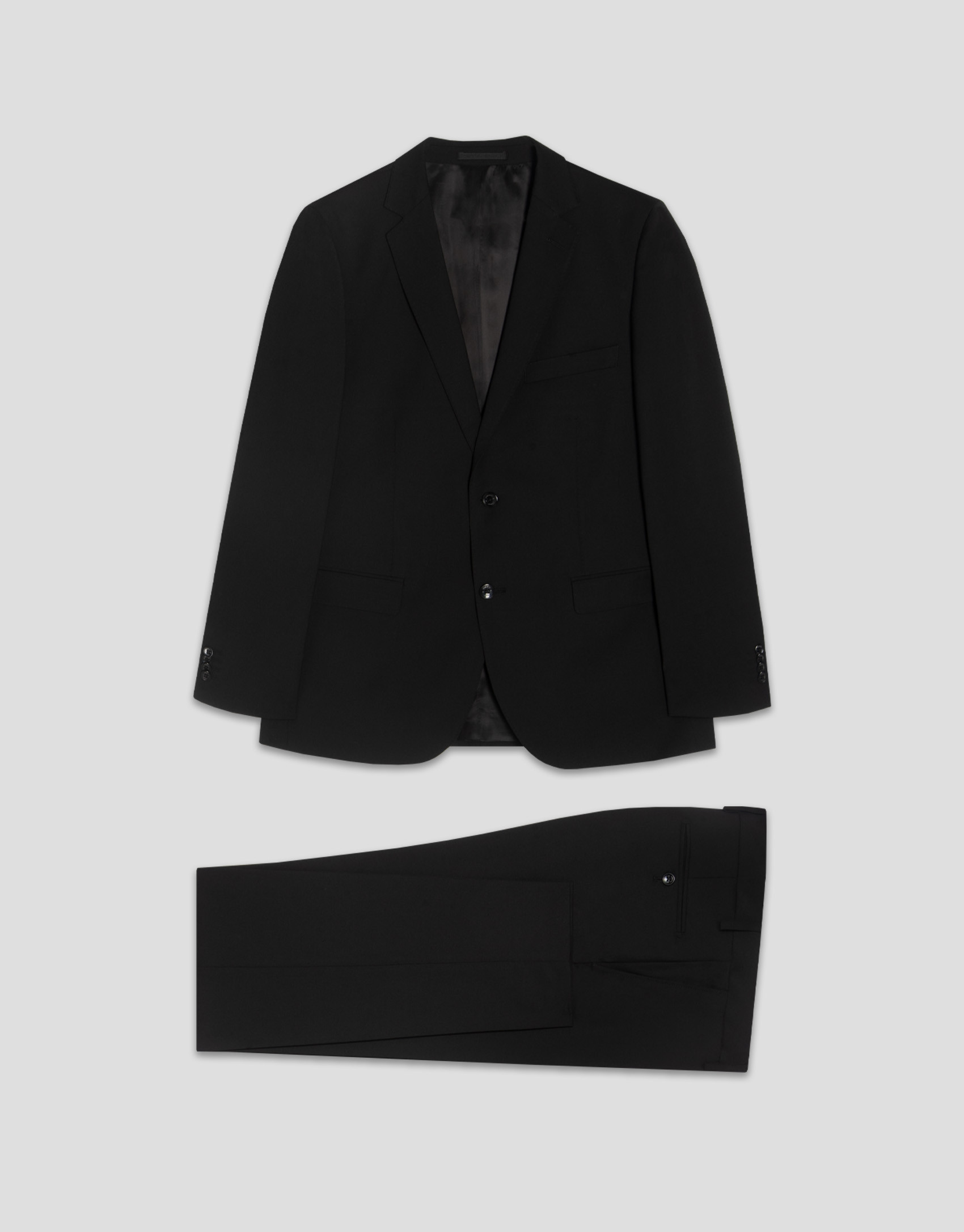 Slim fit half canvas suit in plain black - Man | Roberto Verino