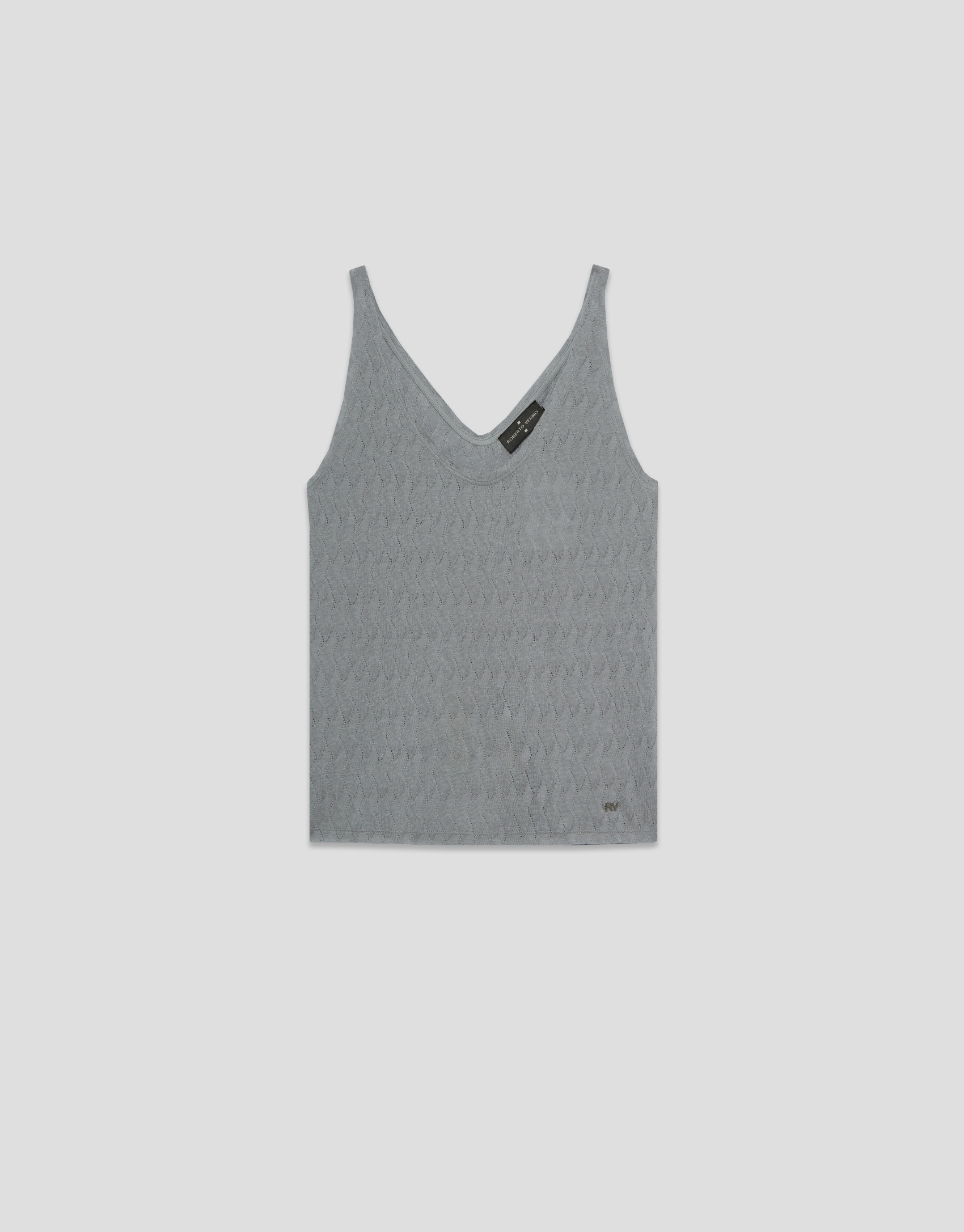 "Gray knit T-shirt with straps - Sale - SS2026 | Roberto Verino