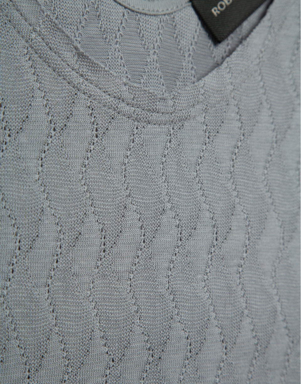 "Gray knit T-shirt with straps - Sale - SS2026 | Roberto Verino