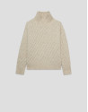 Oversized ecru cable knit jumper with lurex | Roberto Verino