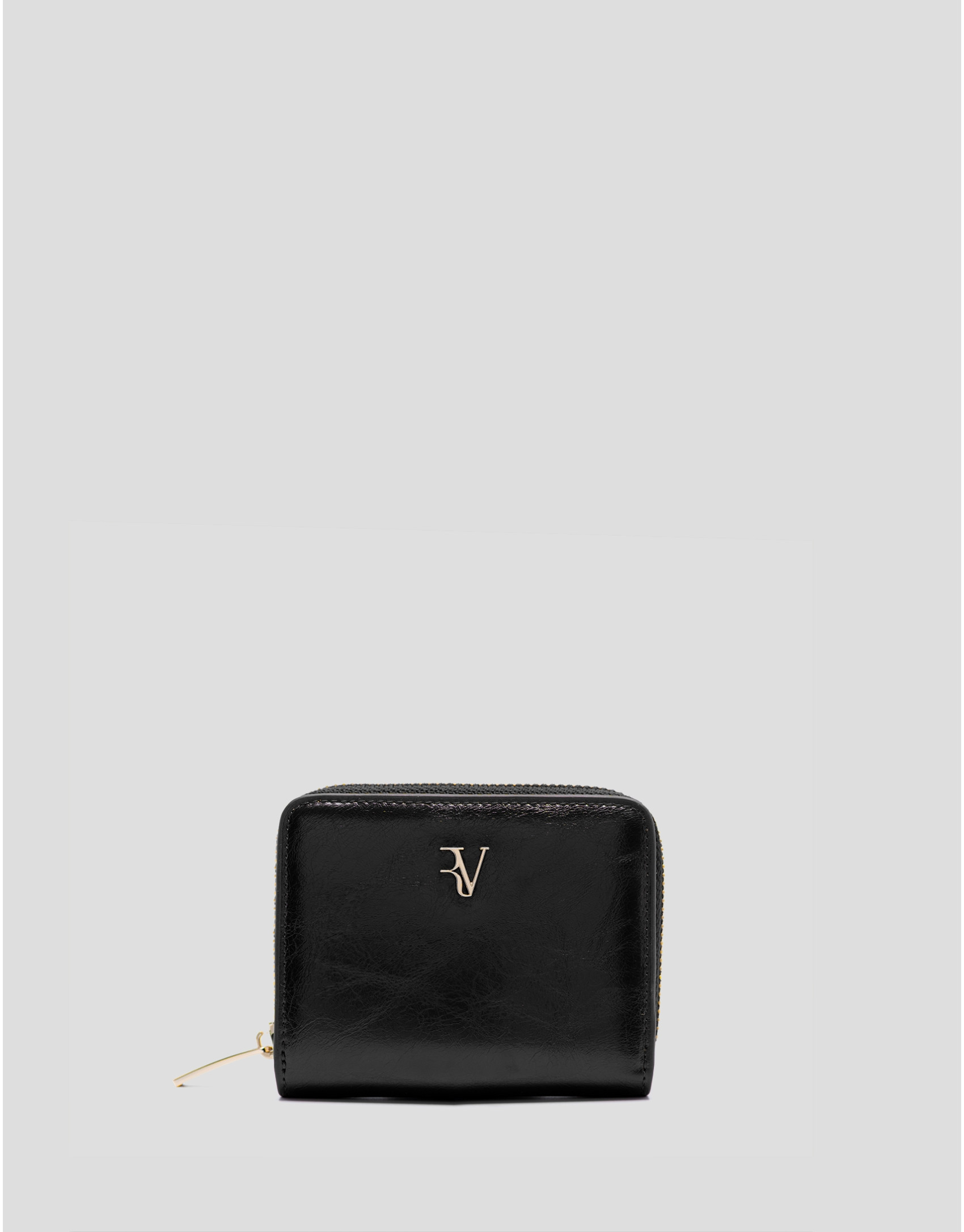 Margot black crackled leather zip wallet | Roberto Verino