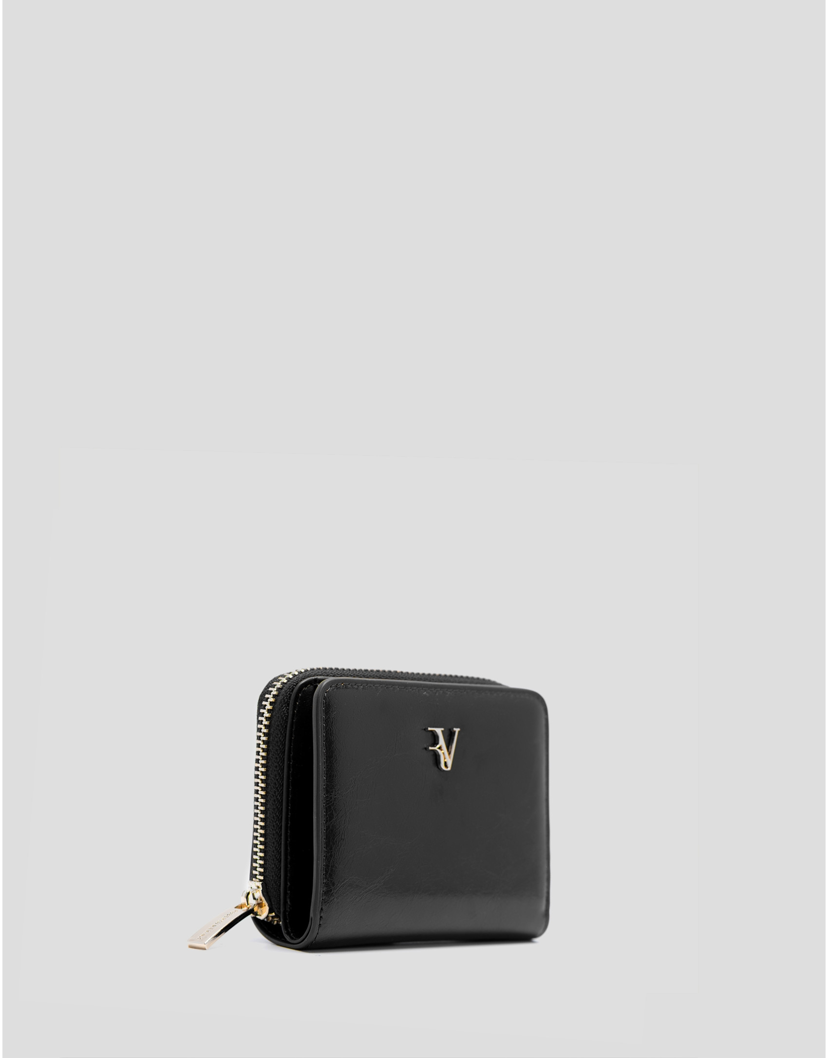 Cartera cremallera Margot piel craquelada negra | Roberto Verino