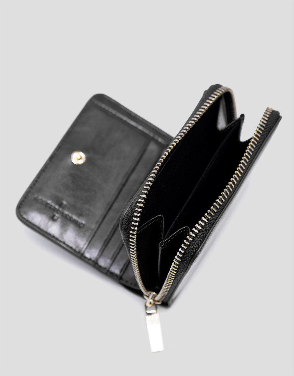 Margot black crackled leather zip wallet | Roberto Verino