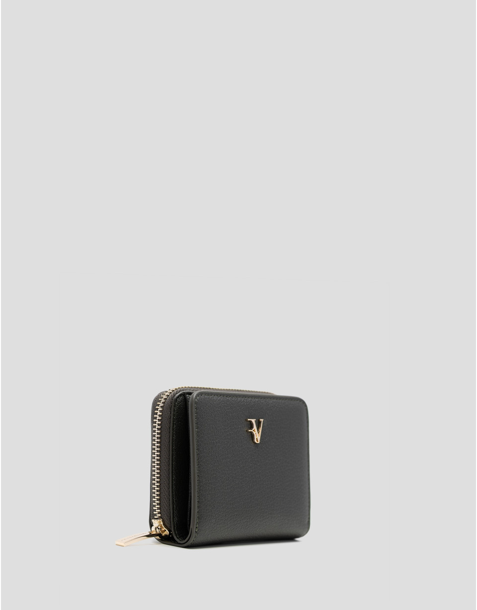 Cartera cremallera Bruna piel granulada verde | Roberto Verino