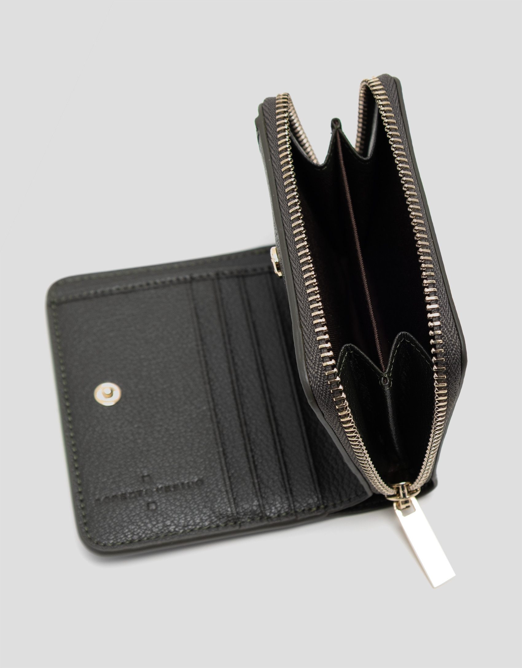 Bruna green grained leather zip wallet - Gifts | Roberto Verino