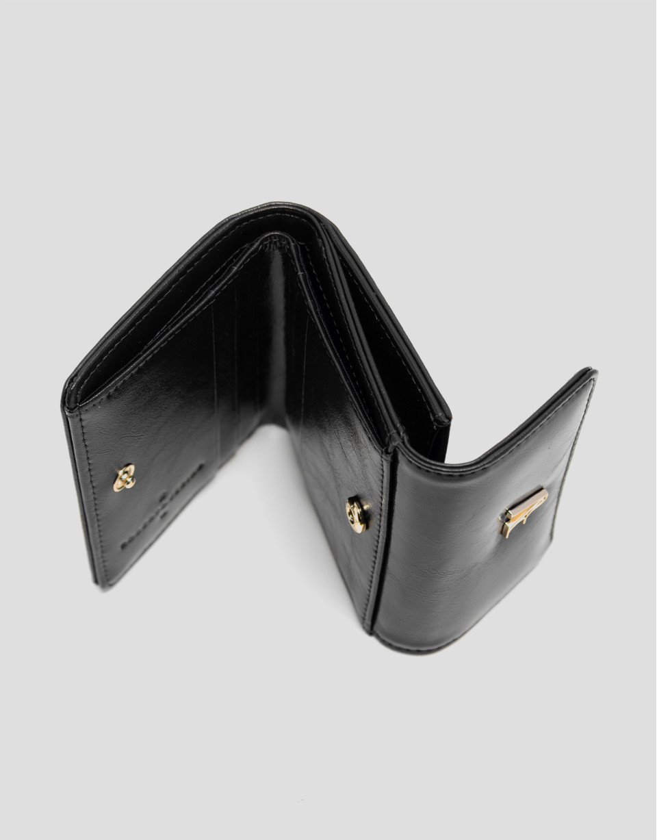 Margot Mini wallet in black crackled leather | Roberto Verino
