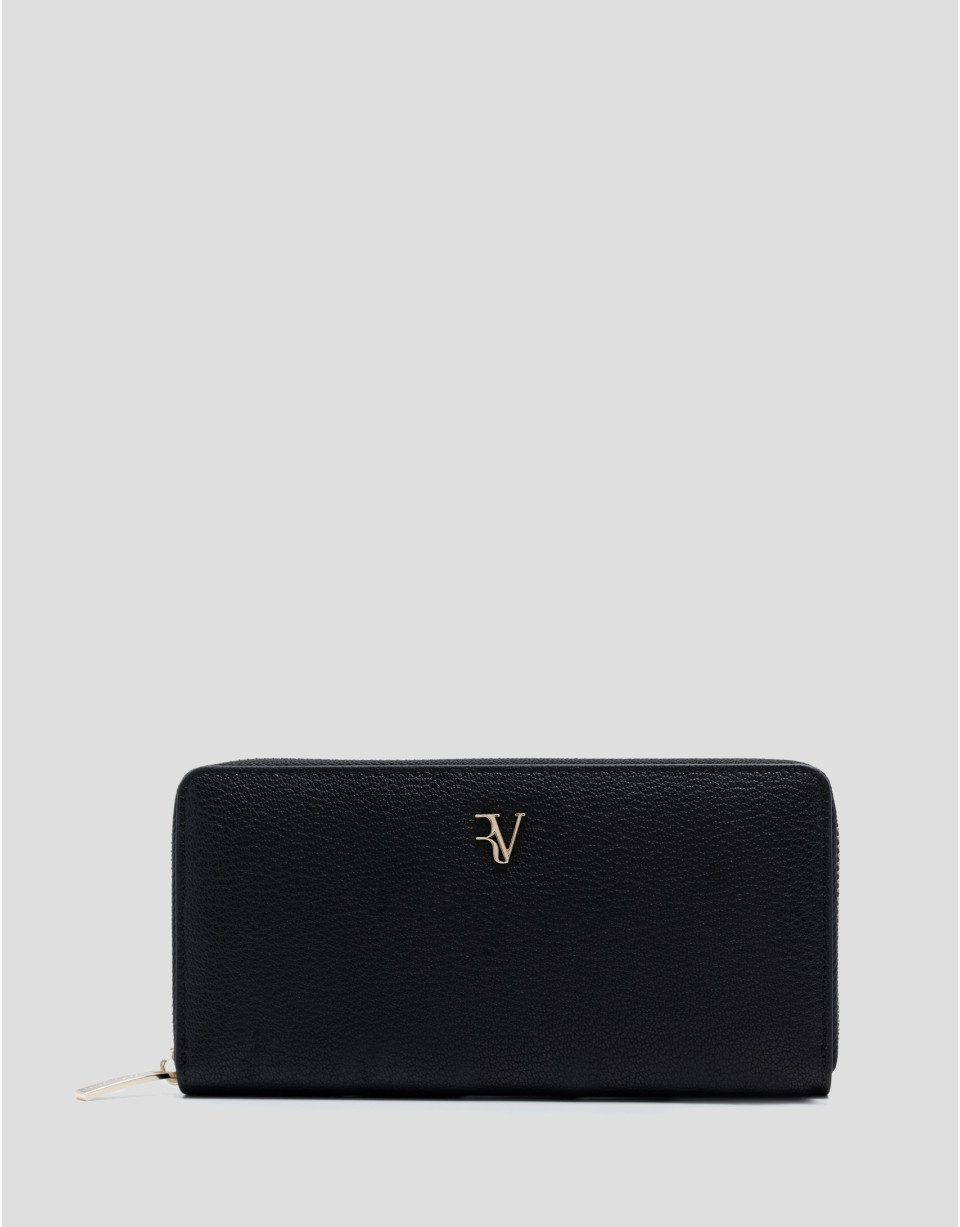 Bruna Maxi wallet in black grained leather | Roberto Verino