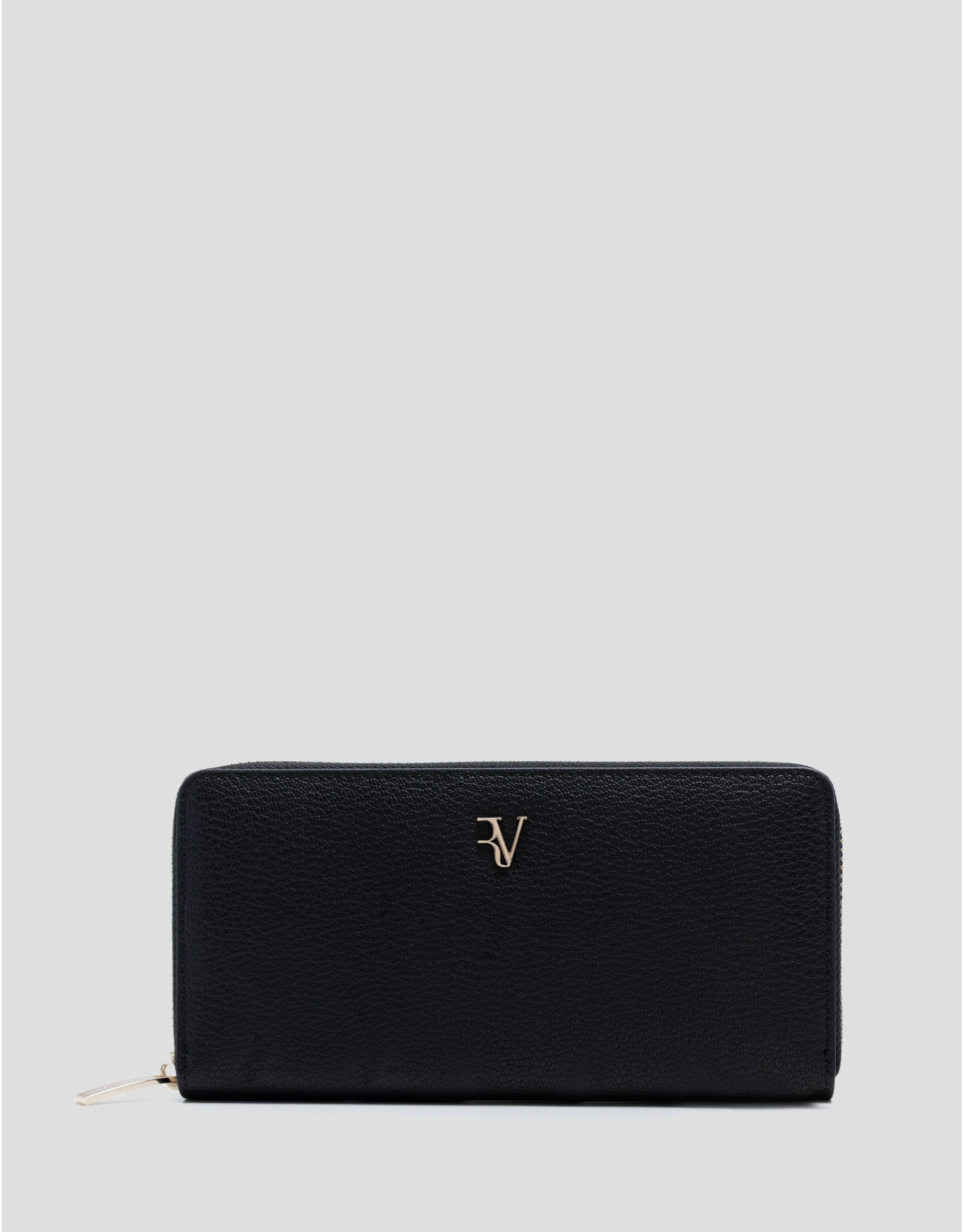 Bruna Maxi wallet in black grained leather | Roberto Verino