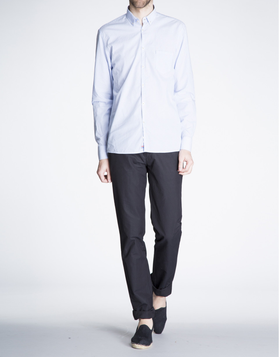 Blue striped jacquard sports shirt