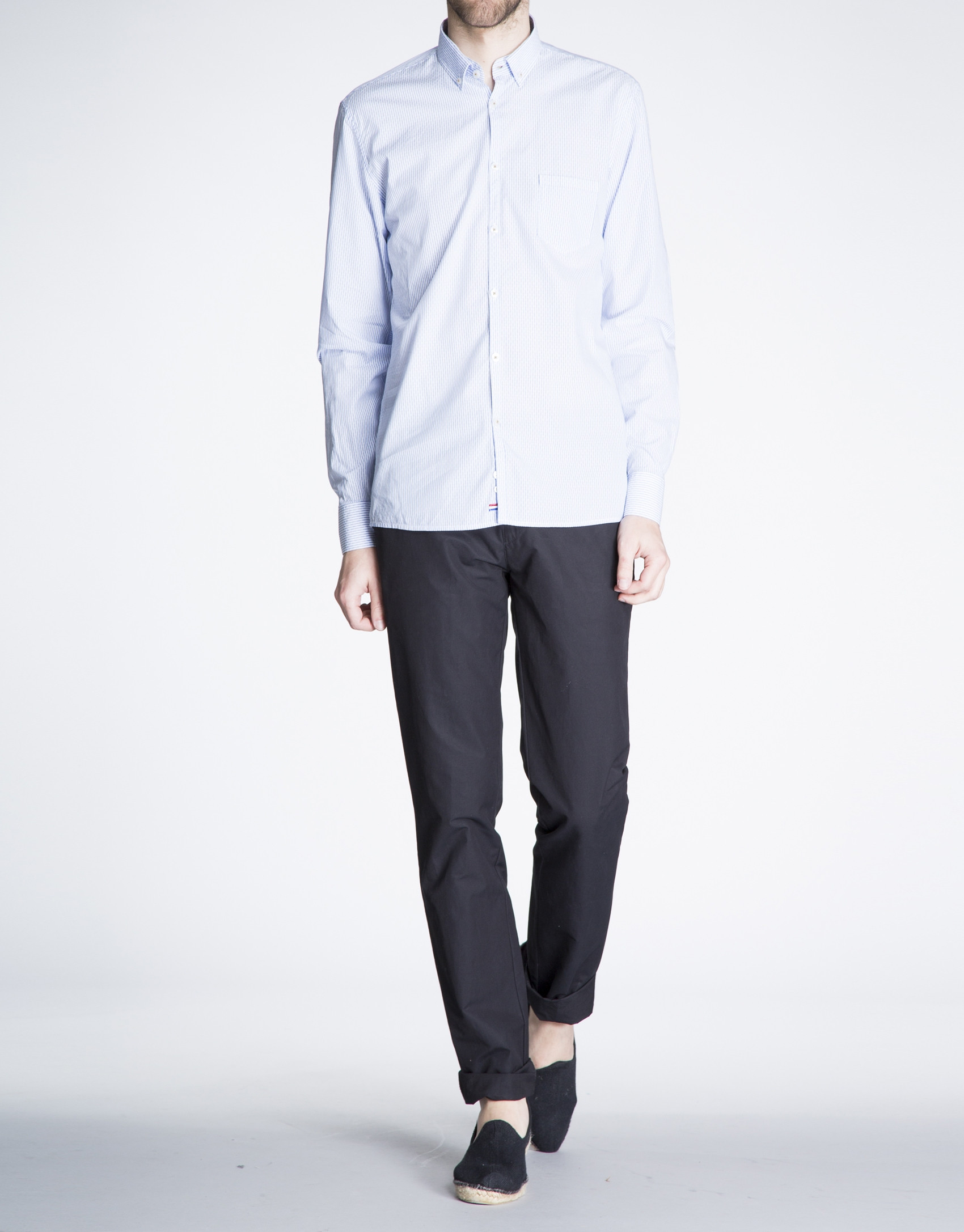 Camisa azul sport Jacquard rayas