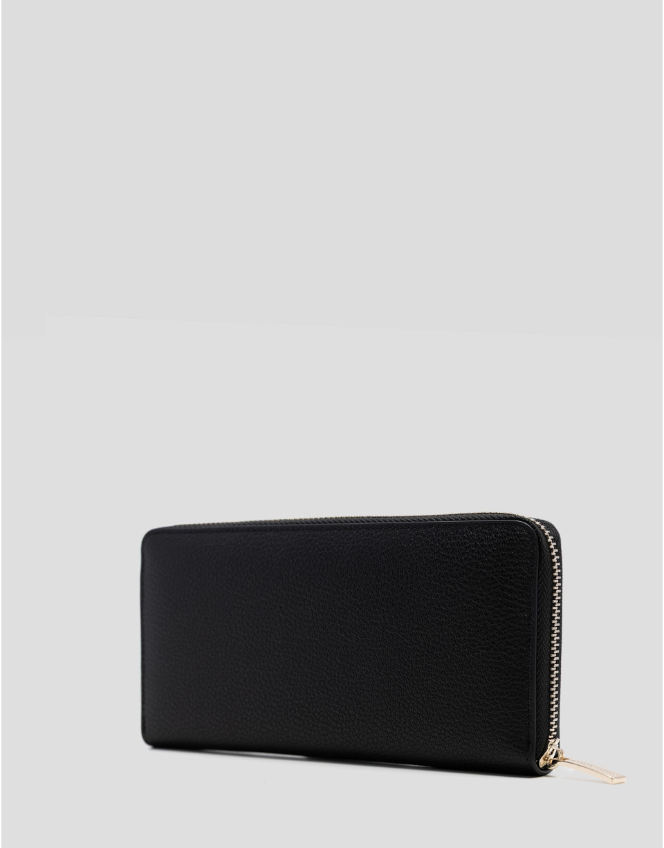 Bruna Maxi wallet in black grained leather | Roberto Verino