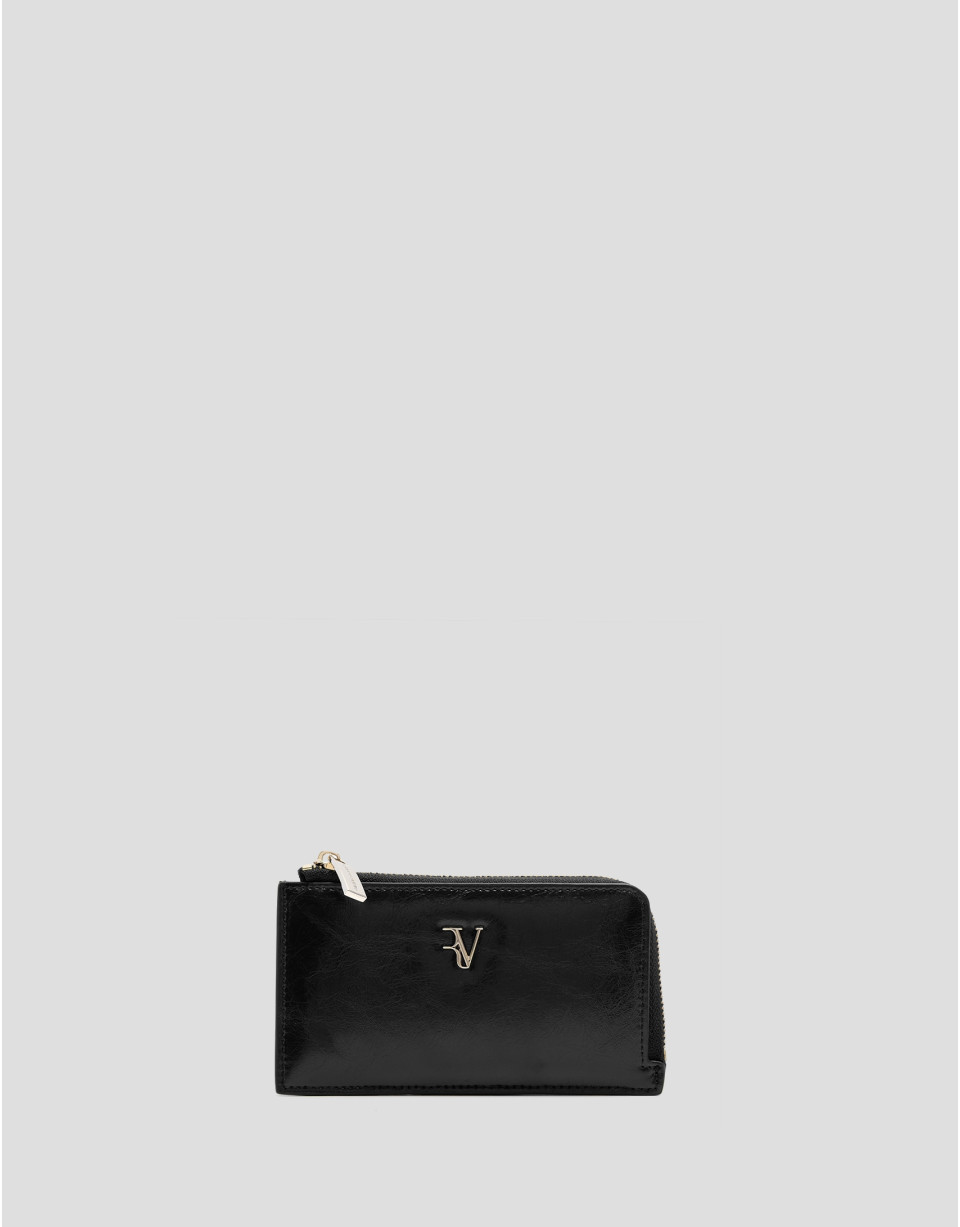 Margot black crackled leather card holder | Roberto Verino