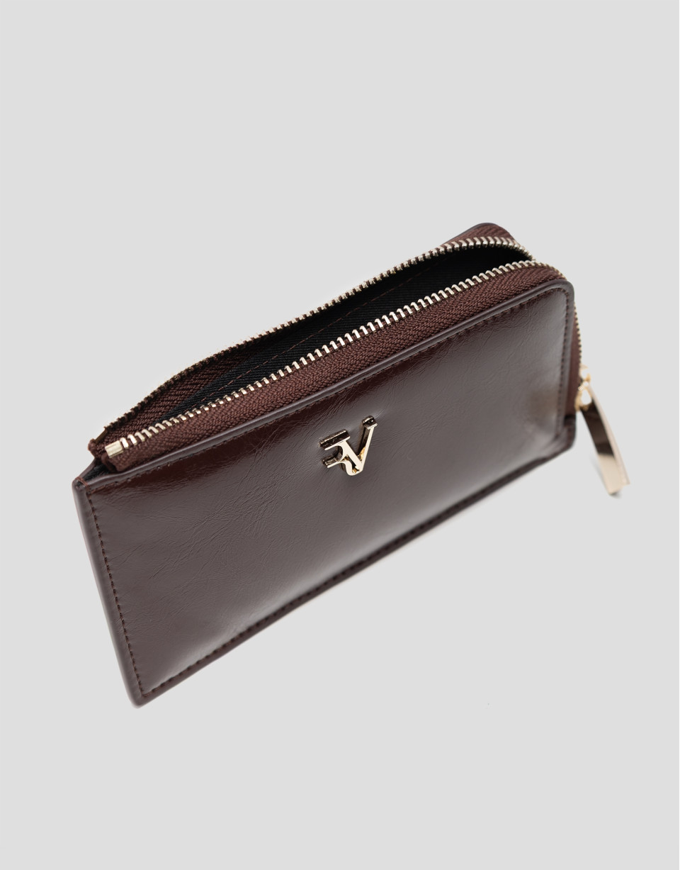 Margot burgundy crackled leather card holder | Roberto Verino