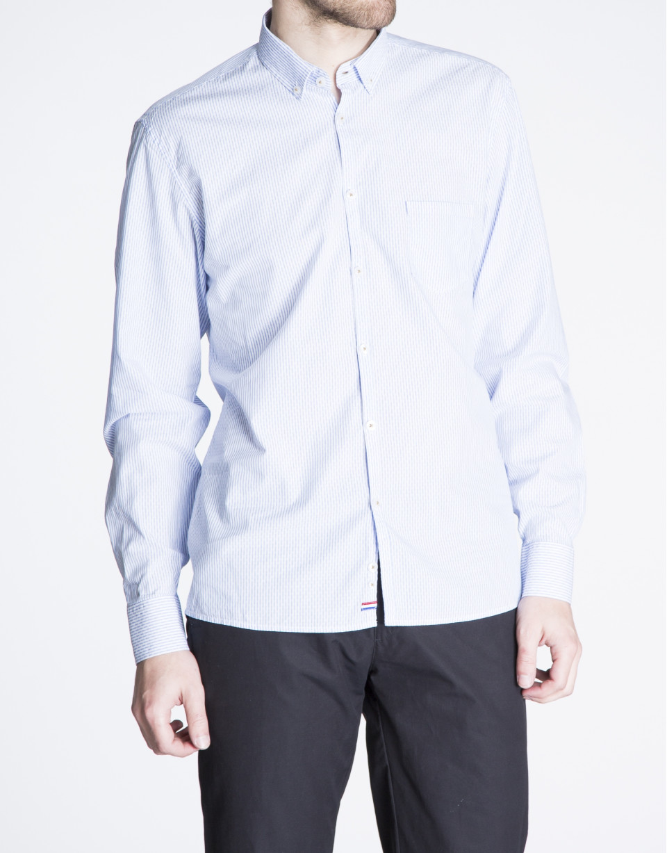 Blue striped jacquard sports shirt