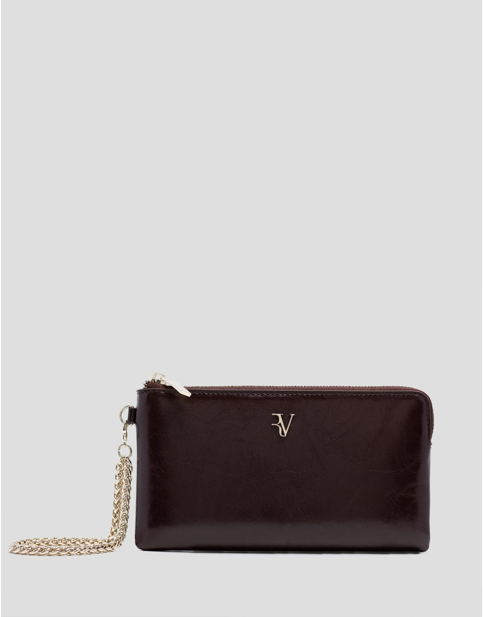 Margot burgundy crackled leather chain wallet | Roberto Verino