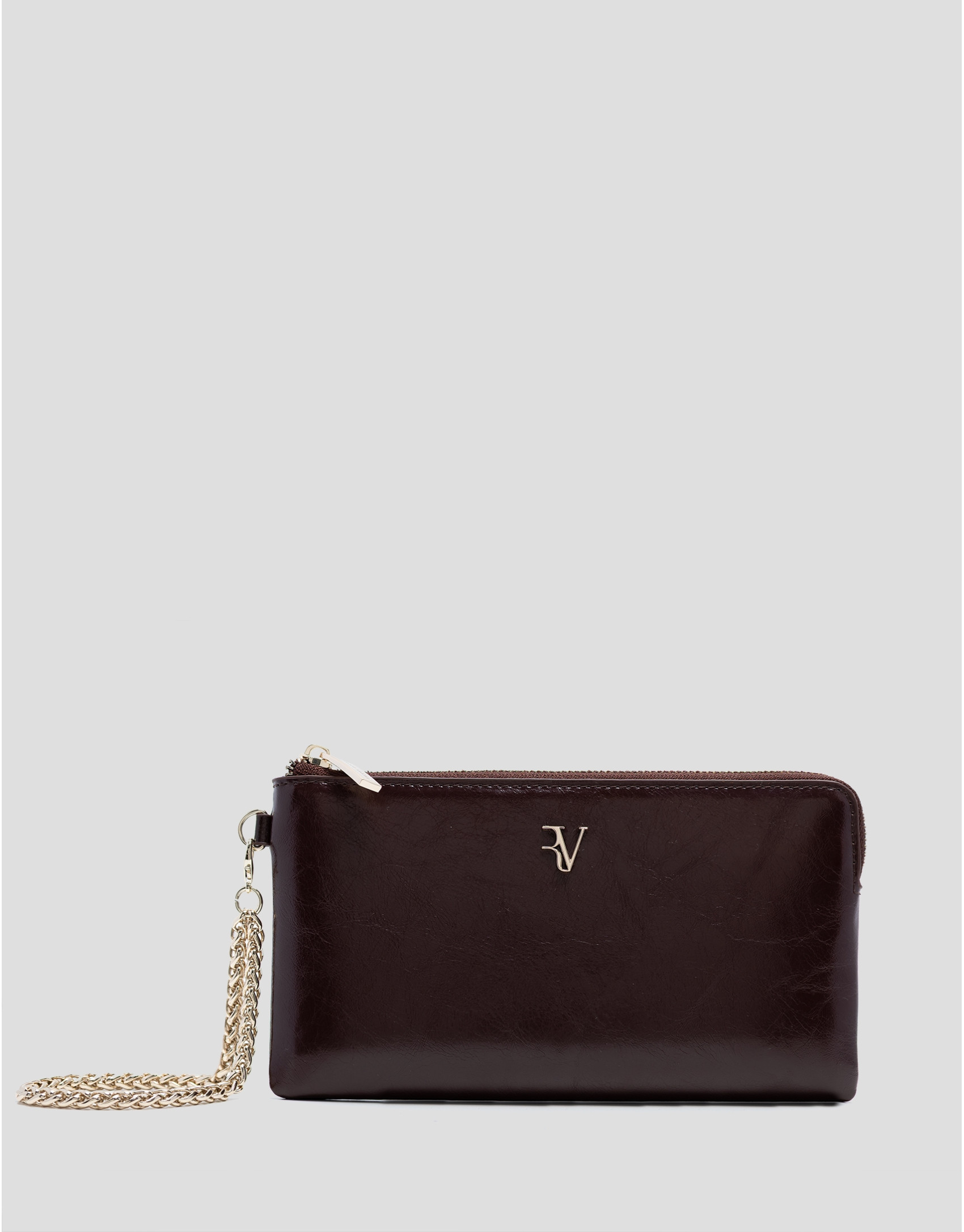 Margot burgundy crackled leather chain wallet | Roberto Verino