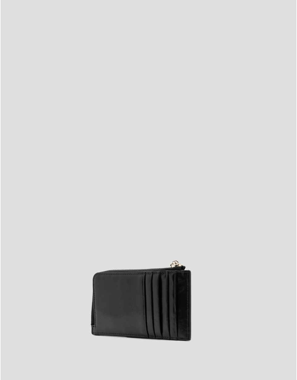 Margot black crackled leather card holder | Roberto Verino