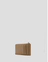 Bruna beige grained leather card holder purse | Roberto Verino