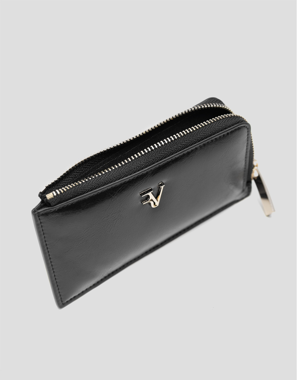 Margot black crackled leather card holder | Roberto Verino