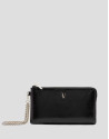 Margot chain wallet in black crackled leather | Roberto Verino