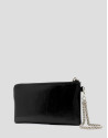 Margot chain wallet in black crackled leather | Roberto Verino