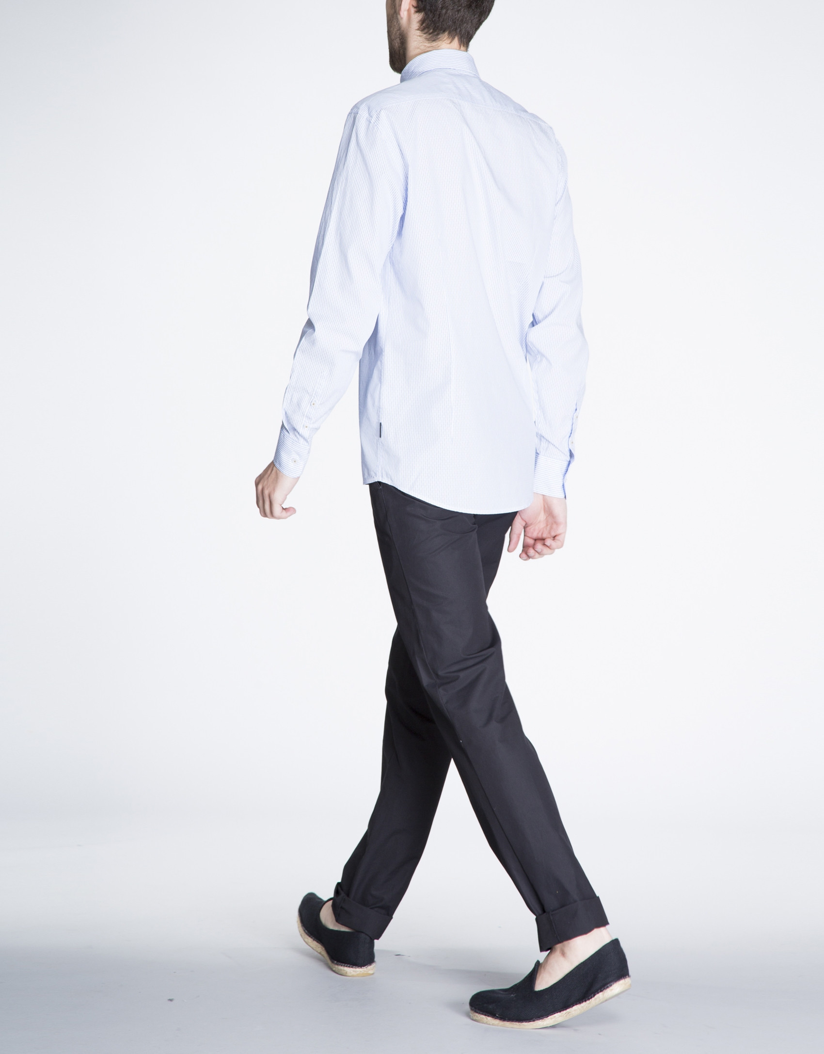 Blue striped jacquard sports shirt