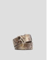 Beige snake-embossed leather belt - Woman | Roberto Verino