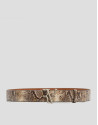 Beige snake-embossed leather belt - Woman | Roberto Verino