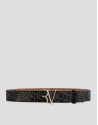 Black crocodile-embossed leather belt - Woman | Roberto Verino
