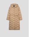 Camel long down jacket with hood - Woman | Roberto Verino