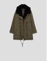 Long green hunting cotton jacket with quilted... | Roberto Verino