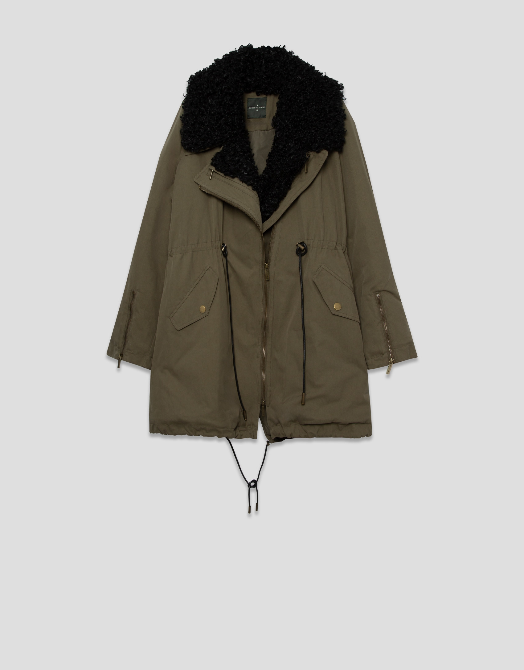 Long green hunting cotton jacket with quilted... | Roberto Verino
