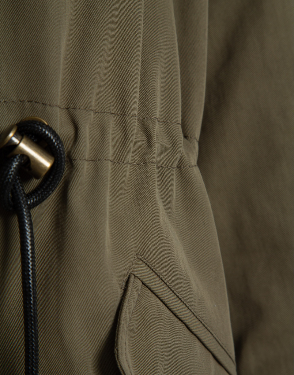 Long green hunting cotton jacket with quilted... | Roberto Verino