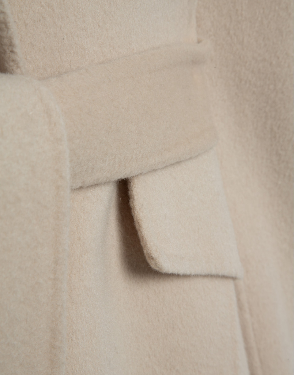 Beige double-sided oversized long coat - Woman | Roberto Verino