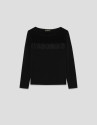 Black long sleeve t-shirt with plumeti tulle | Roberto Verino