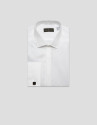 Slim-fit white diamond dress shirt with twin ... | Roberto Verino