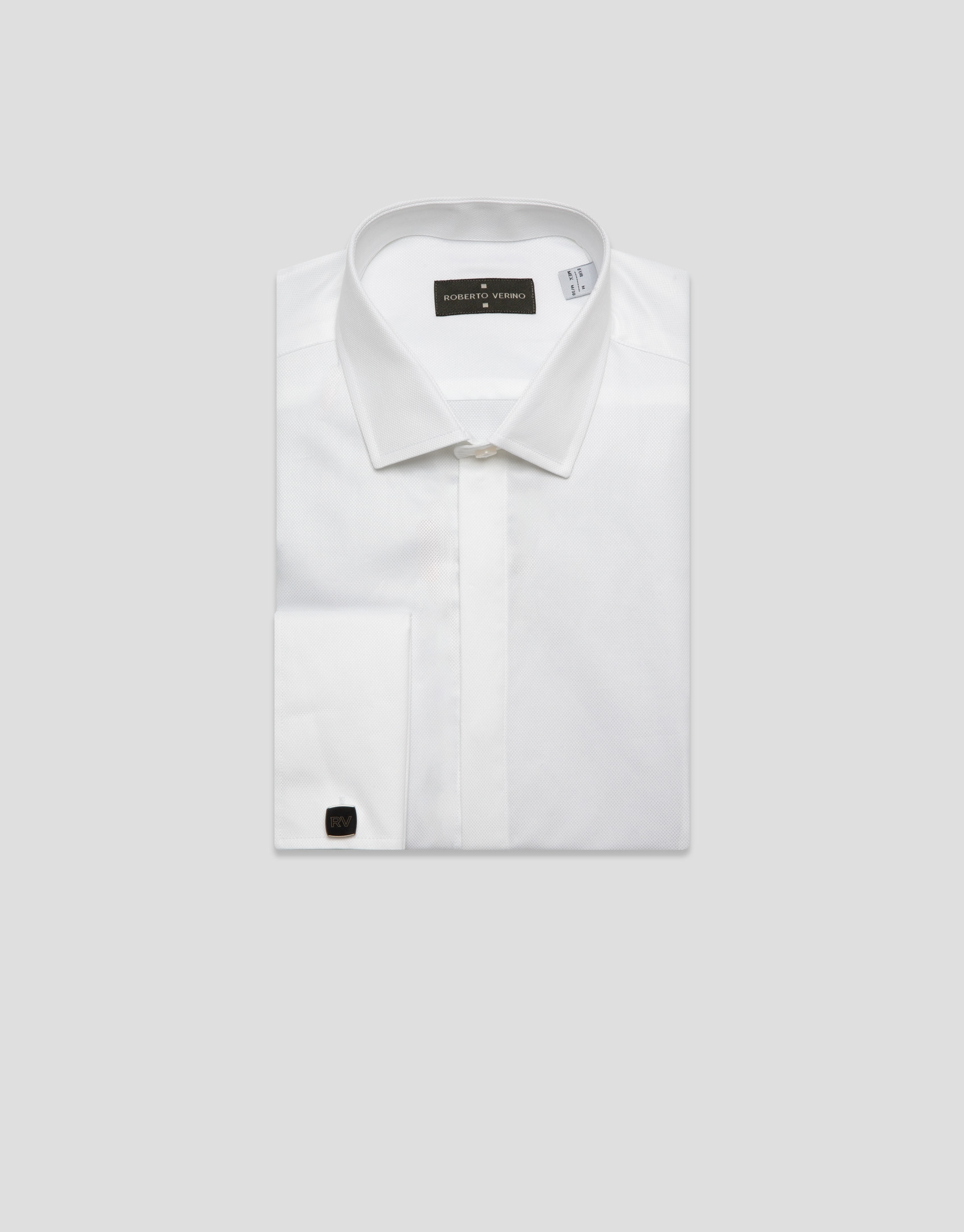 Camisa vestir slim diamante blanco puño gemelo | Roberto Verino