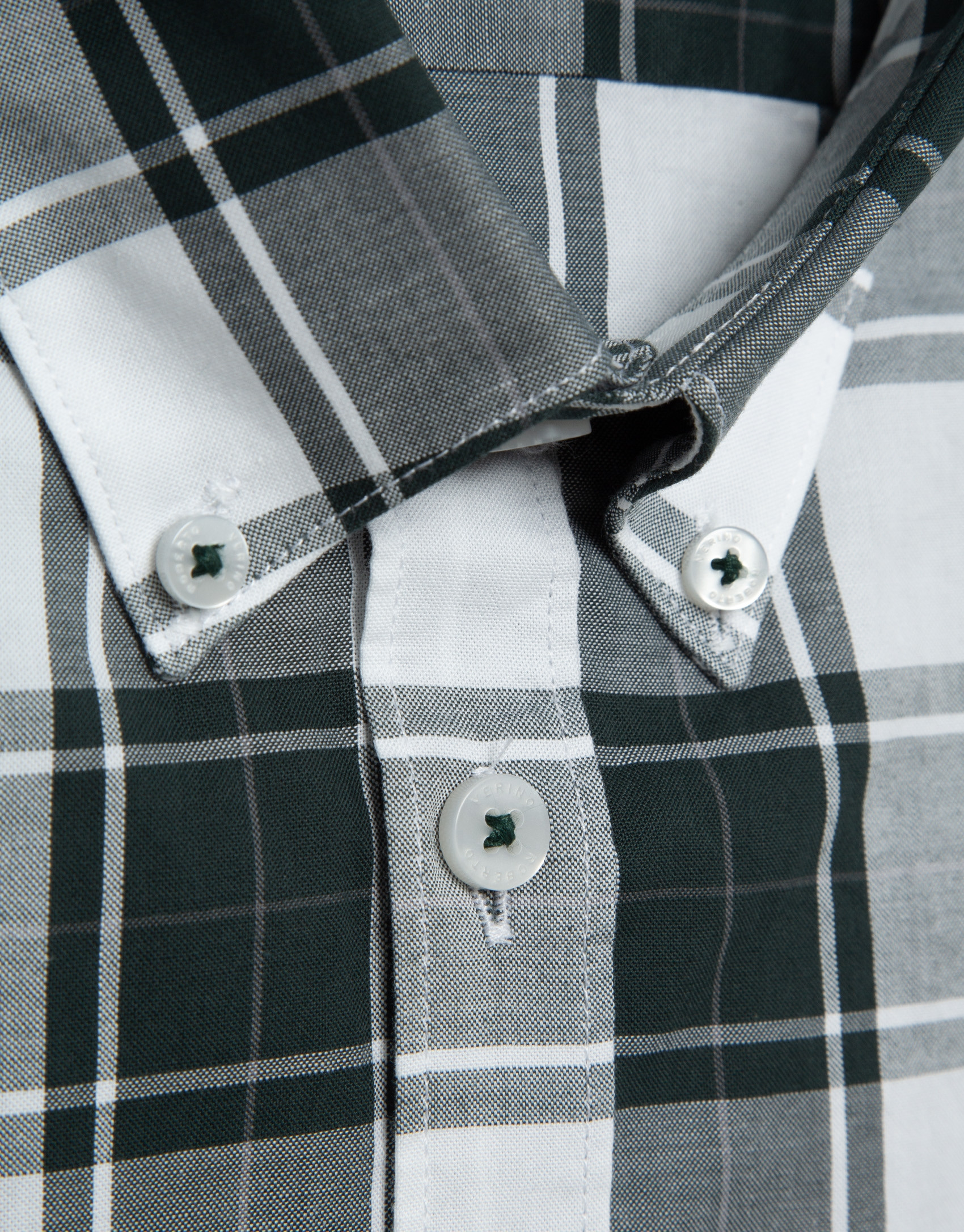 Slim fit green checked sport shirt with ... | Roberto Verino