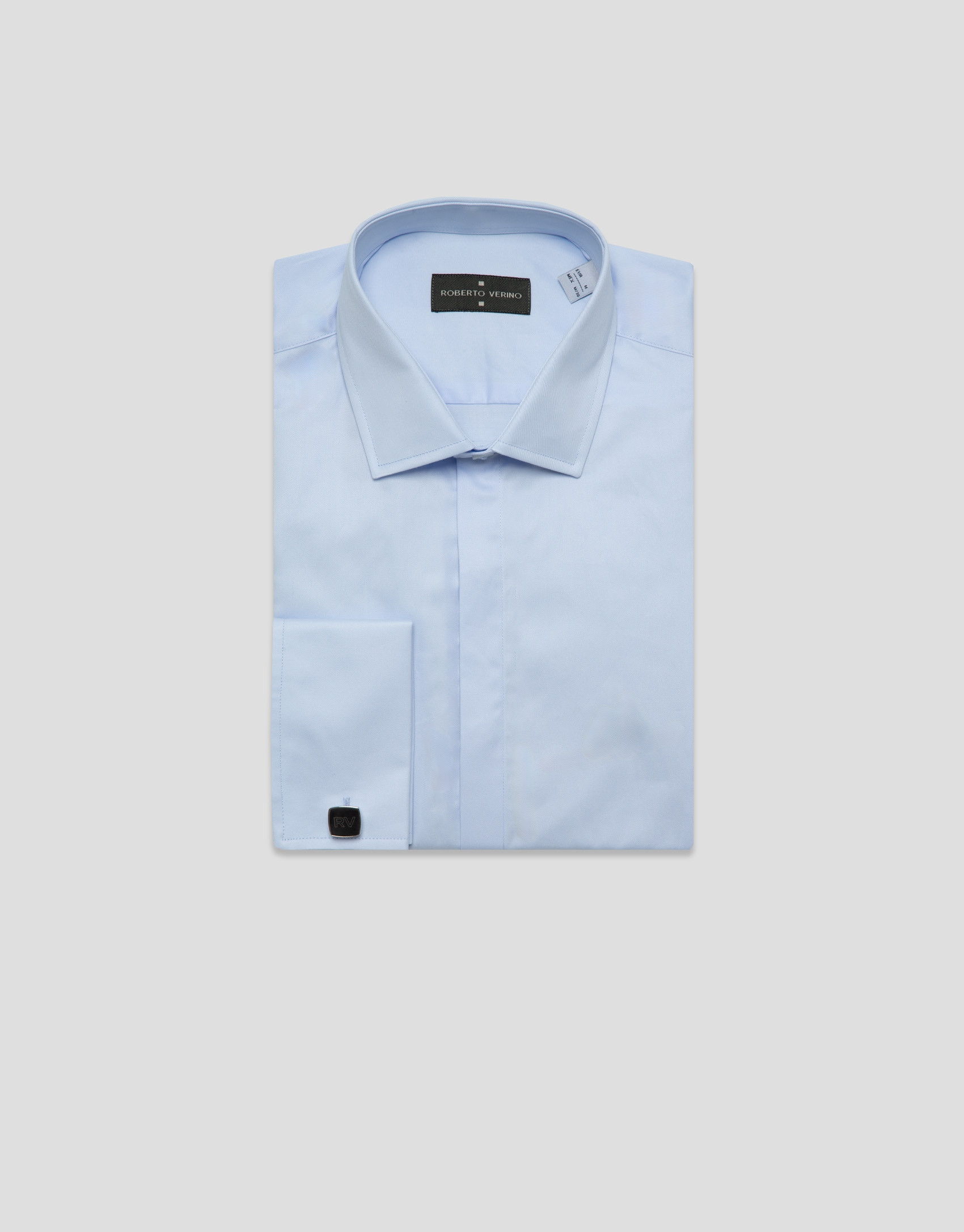 Light blue slim fit dress shirt with twin cuffs | Roberto Verino