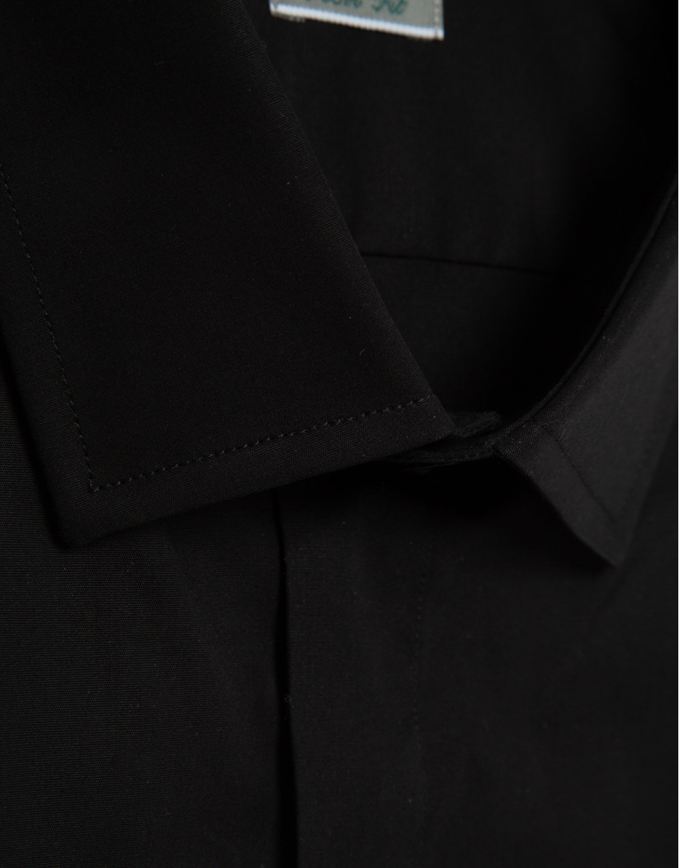 Slim fit black dress shirt with twin cuffs | Roberto Verino