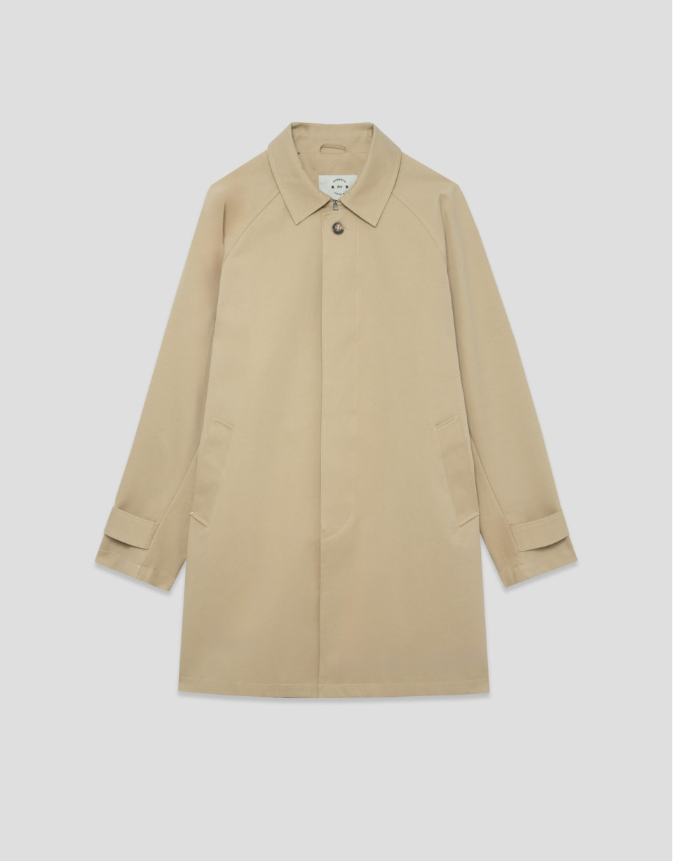 Beige raglan sleeve trench coat - Man - SS2026 | Roberto Verino