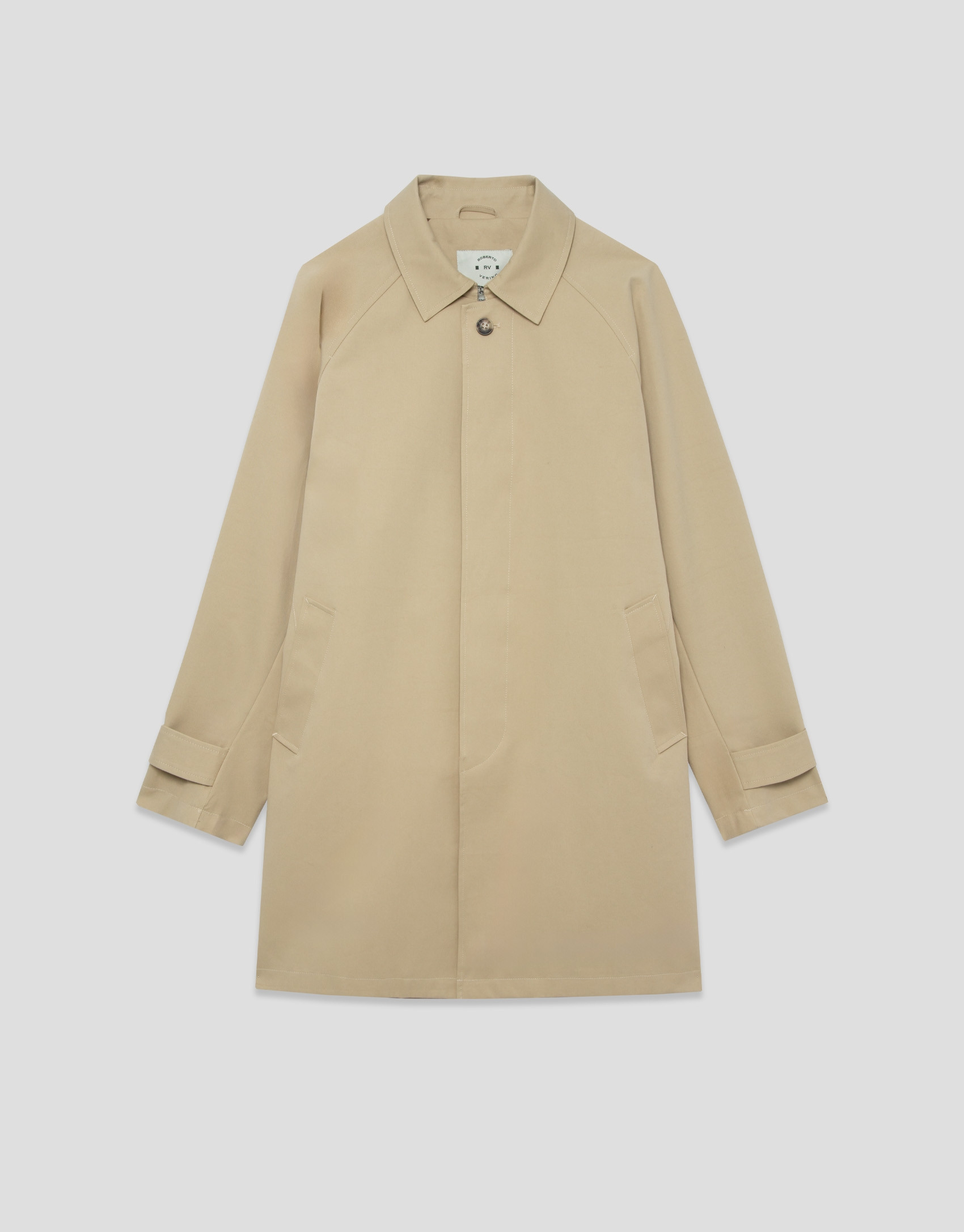Beige raglan sleeve trench coat - Man - SS2026 | Roberto Verino