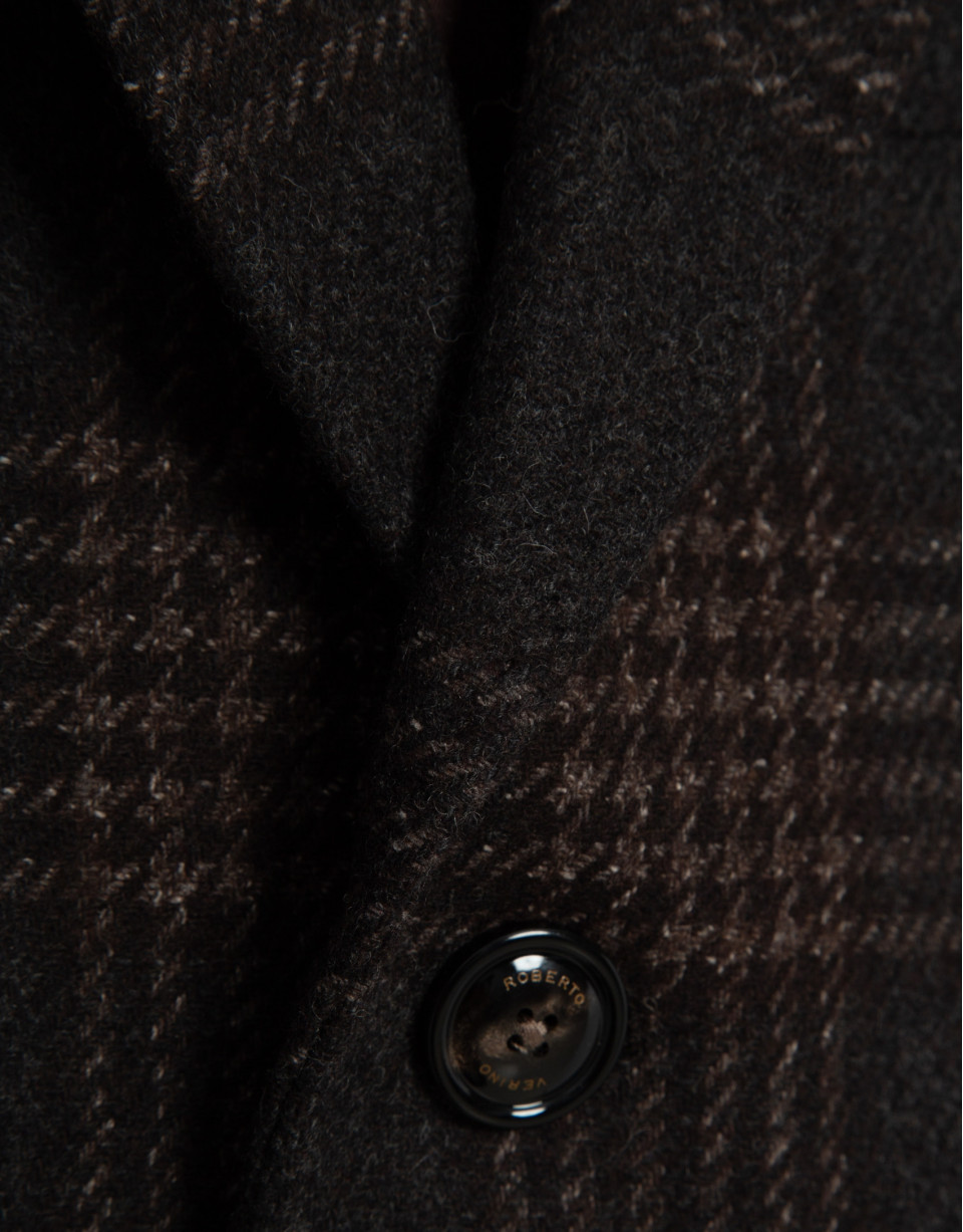 Large checkered coat in brown and natural tones | Roberto Verino