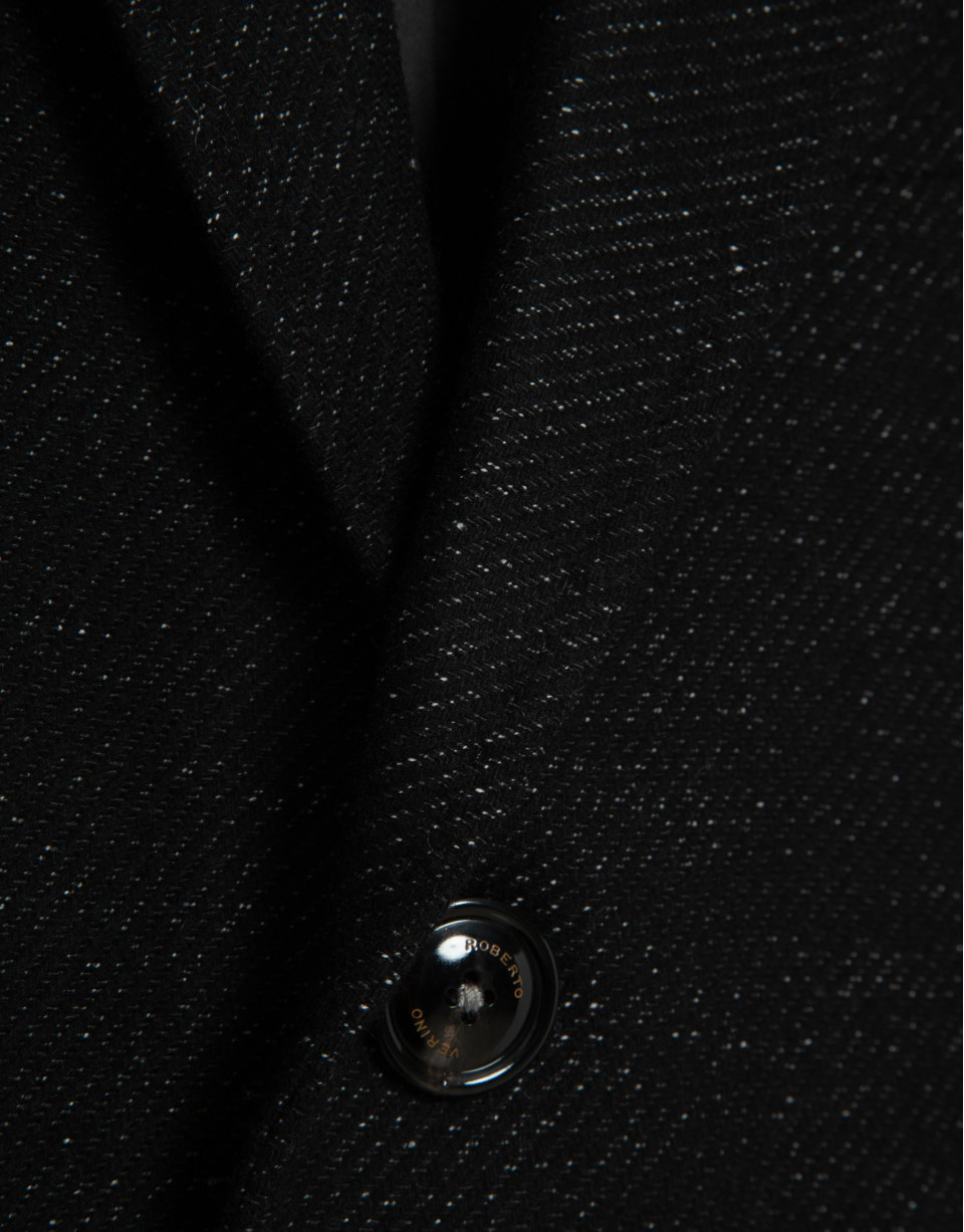 Abrigo sarga negro/blanco - Hombre - OI2025 | Roberto Verino