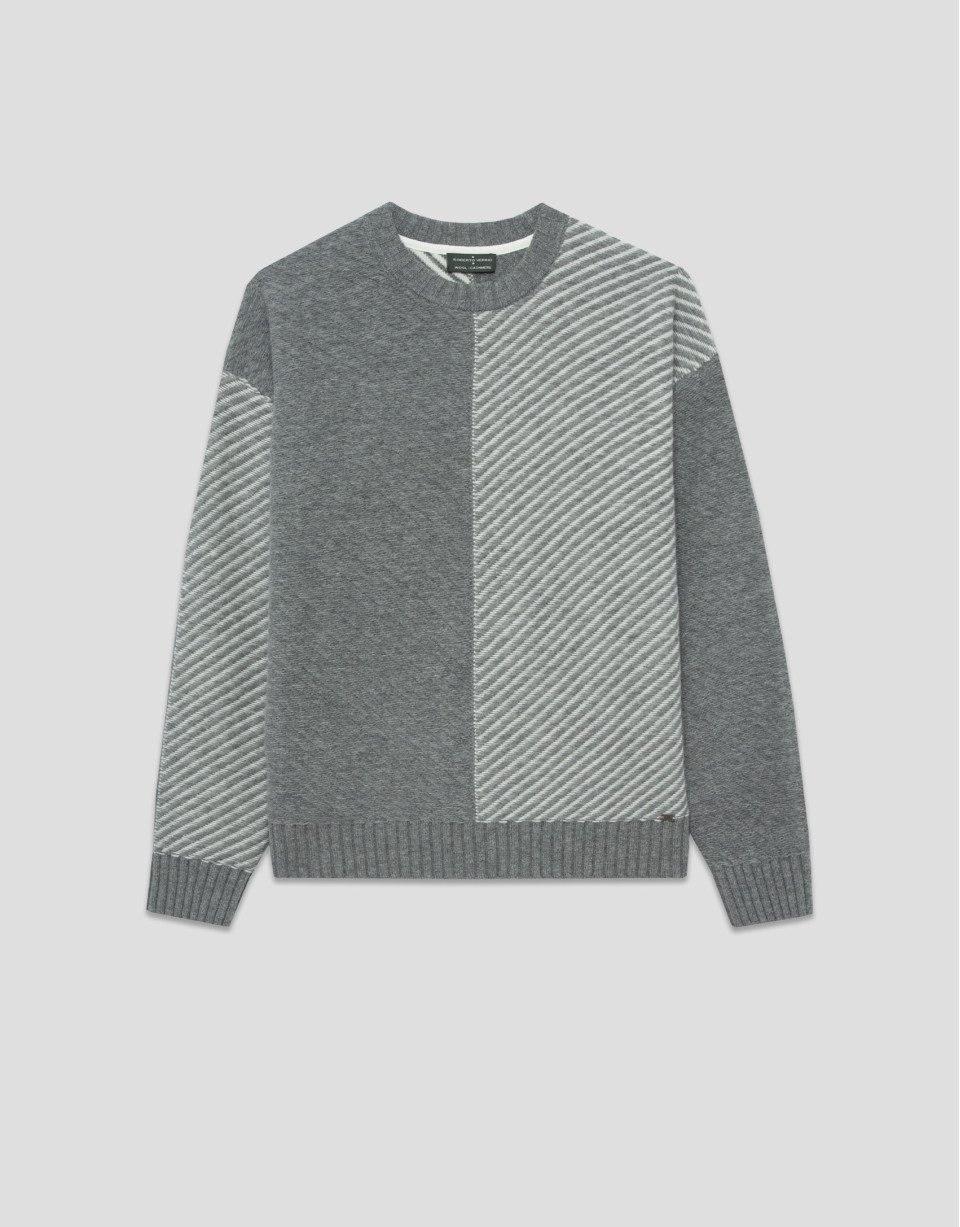 Jersey fantasía gris melange y crudo - Hombre | Roberto Verino