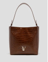 Bolso de hombro Valentina Hobo piel coco marrón | Roberto Verino