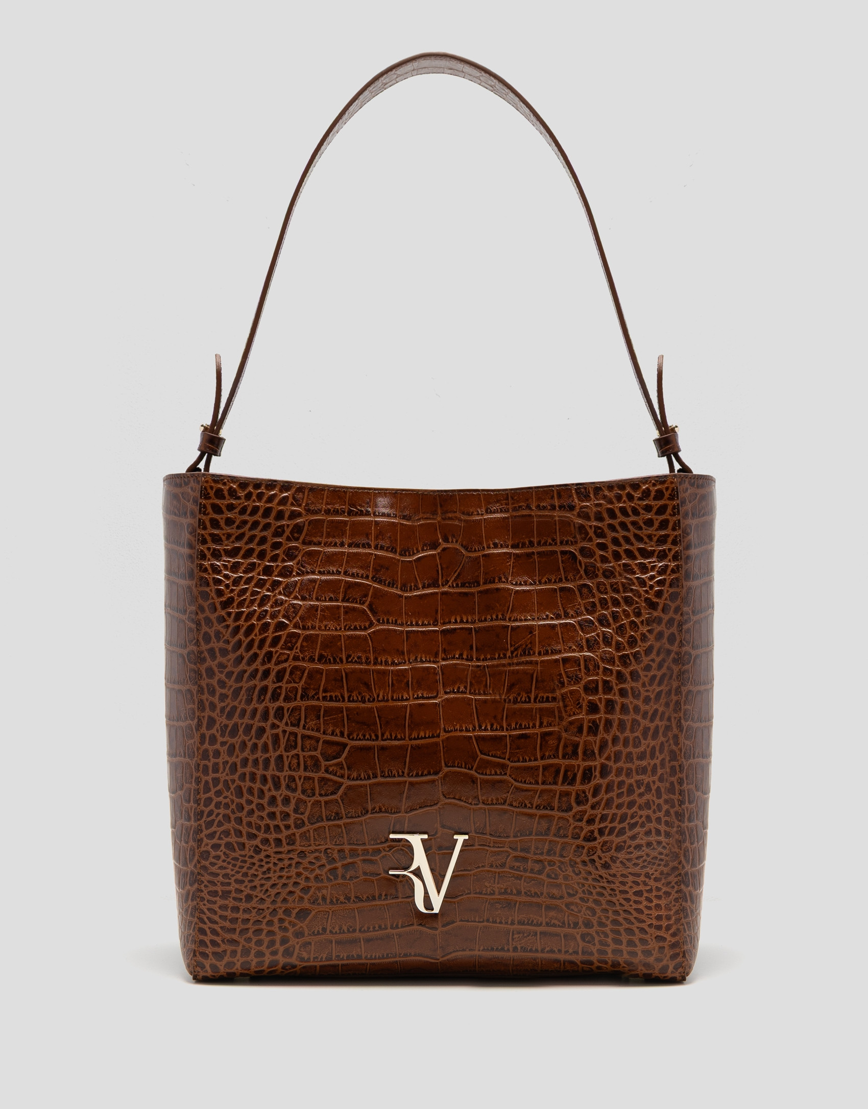 Bolso de hombro Valentina Hobo piel coco marrón | Roberto Verino